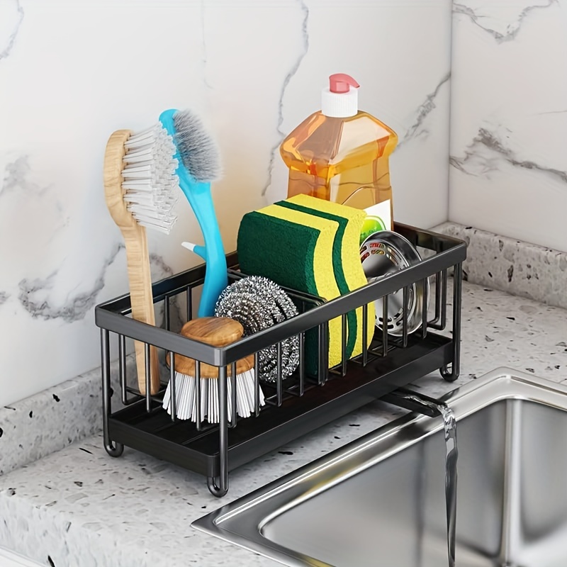 Kitchen Sink Caddy Sponge Holder Sink Organizer Rack With - Temu