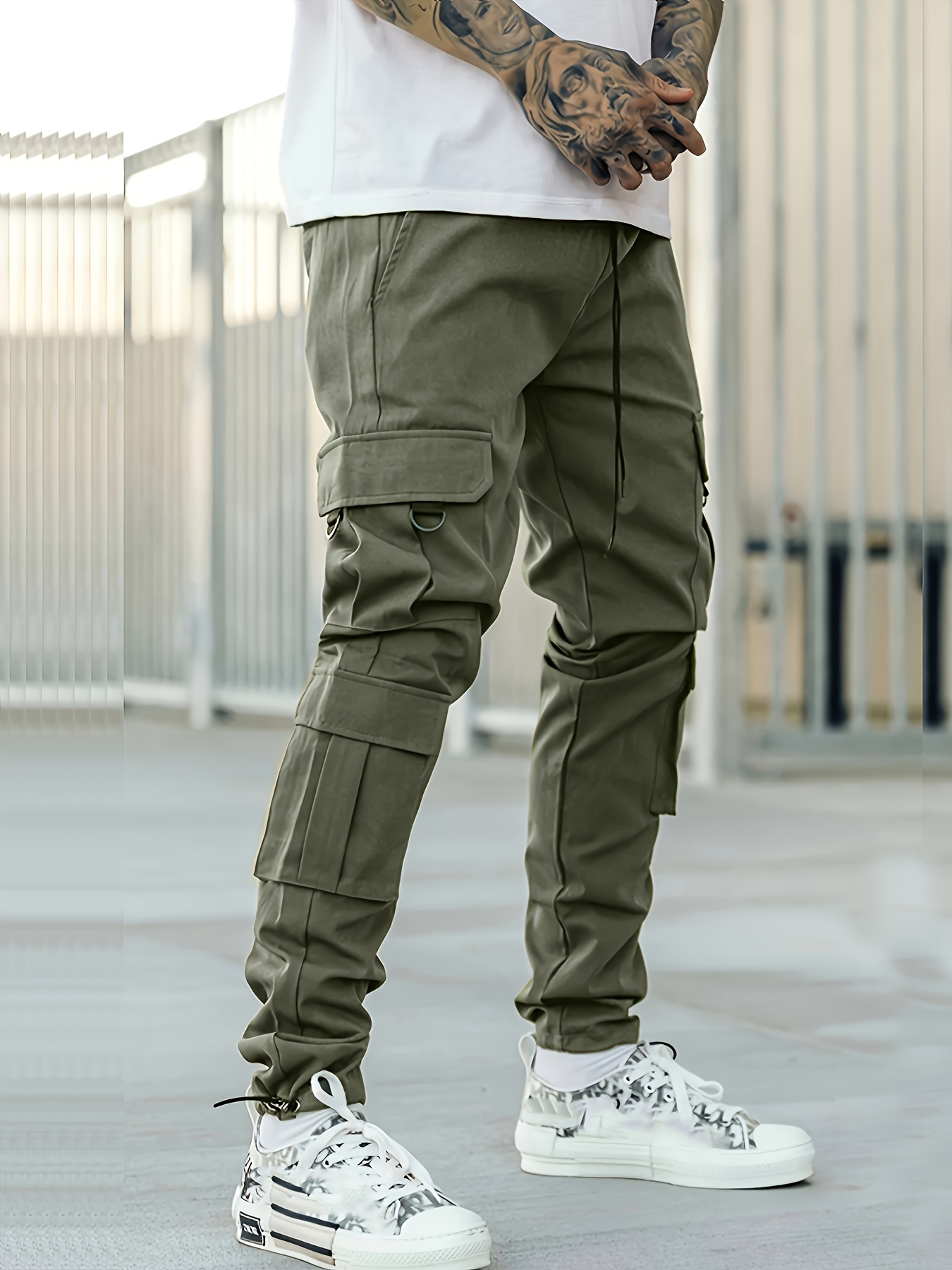 Solid Color Pockets Cargo Sweatpants Casual Comfortable - Temu