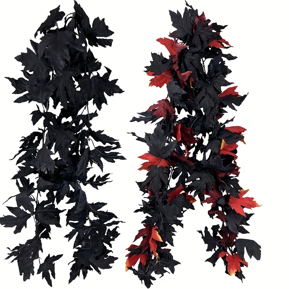 Halloween Black Garland Artificial Maple Leave Vines Battery - Temu