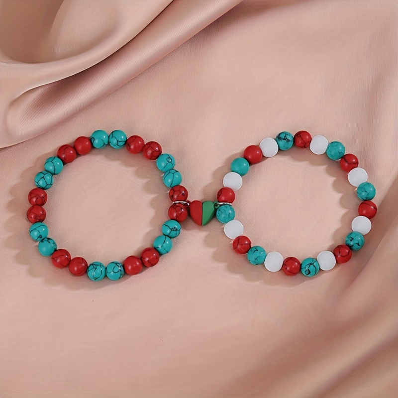 Beaded Bracelets With Magnetic Heart, Set Of 2 Bracelets – Jenari-promo