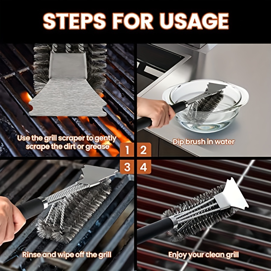 Grill Brush and Scraper - Grill Cleaner Brush Grill Accessories