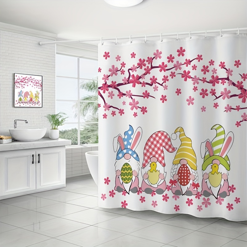 Bathroom Polyester Shower Curtain Christmas Santa Reindeer - Temu