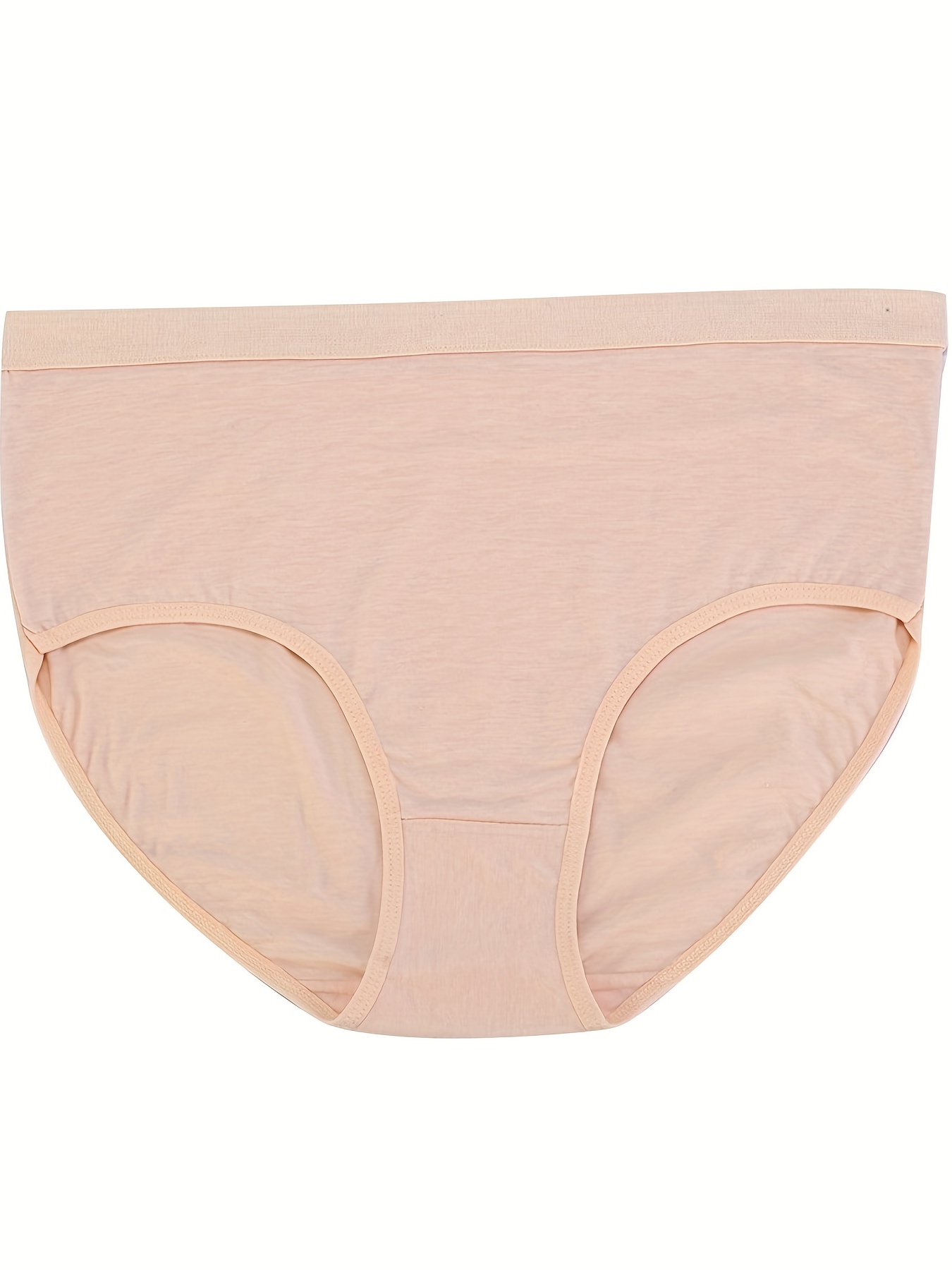 5 Pack Plus Size Basic Underwear Set, Women's Plus Plain High * Stretchy  Panty Five Piece Set