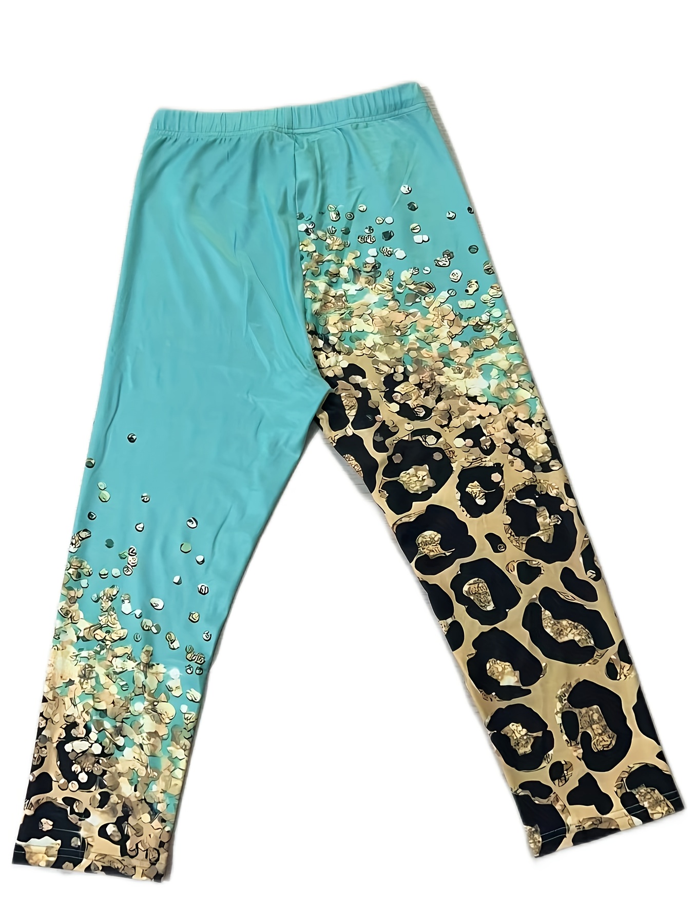 Womens Leopard Print Scalloped Hem Legging Capri Pants Summer Elastic Waist  Trendy Casual Slim Beach Tapered Pants