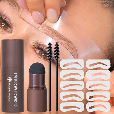 Eyebrow Stamp Stencils Kit, One Step Brows Powder Makeup