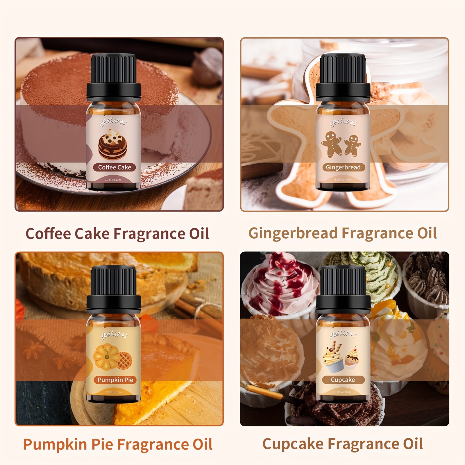 6PCS Gift Set Bakery Premium Fragrance Oil 10ml Diffuser Humidifier  Essential Oils Gingerbread Cupcake Berry Coffee Pumpkin Pie