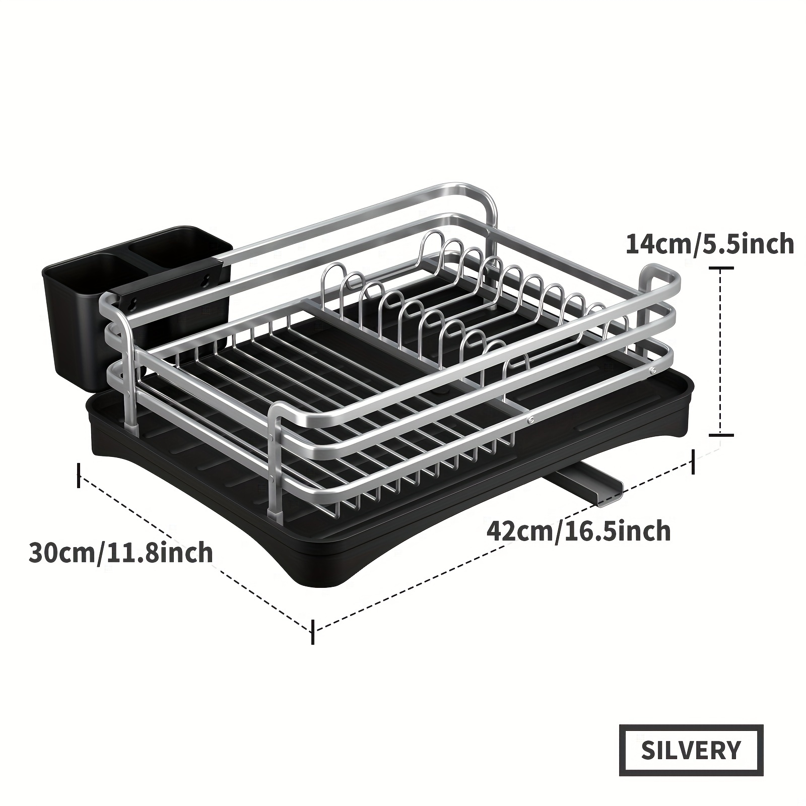 Aluminum Dish Drying Rack for Kitchen Counter - Rustproof Large