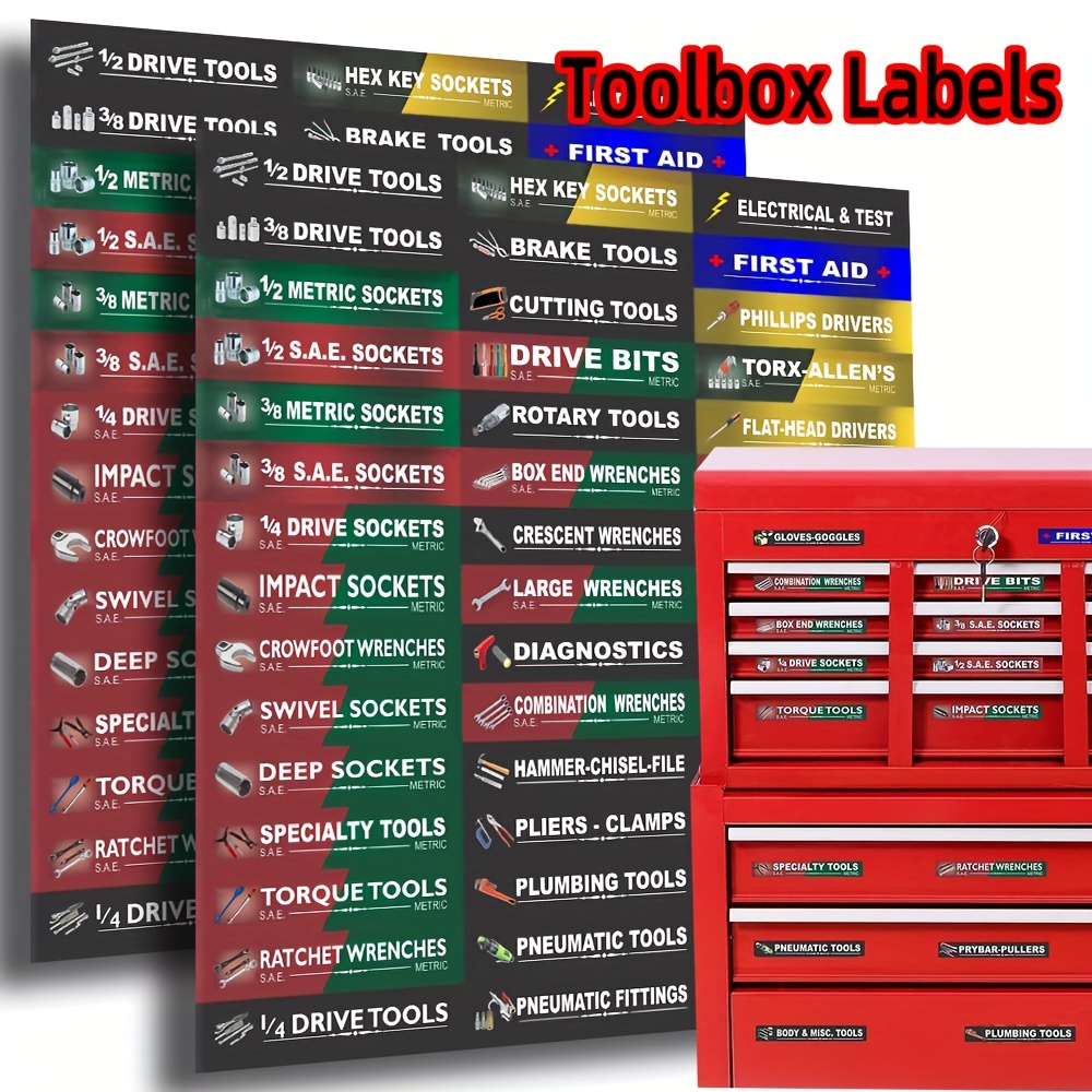 

45pcs/set Toolbox Organization Sticker Labels - Suitable For All Brands Of Steel Toolbox Drawers - Easy To Read Label Identification Reminder Sticker Tips For Easy Identification Stickers
