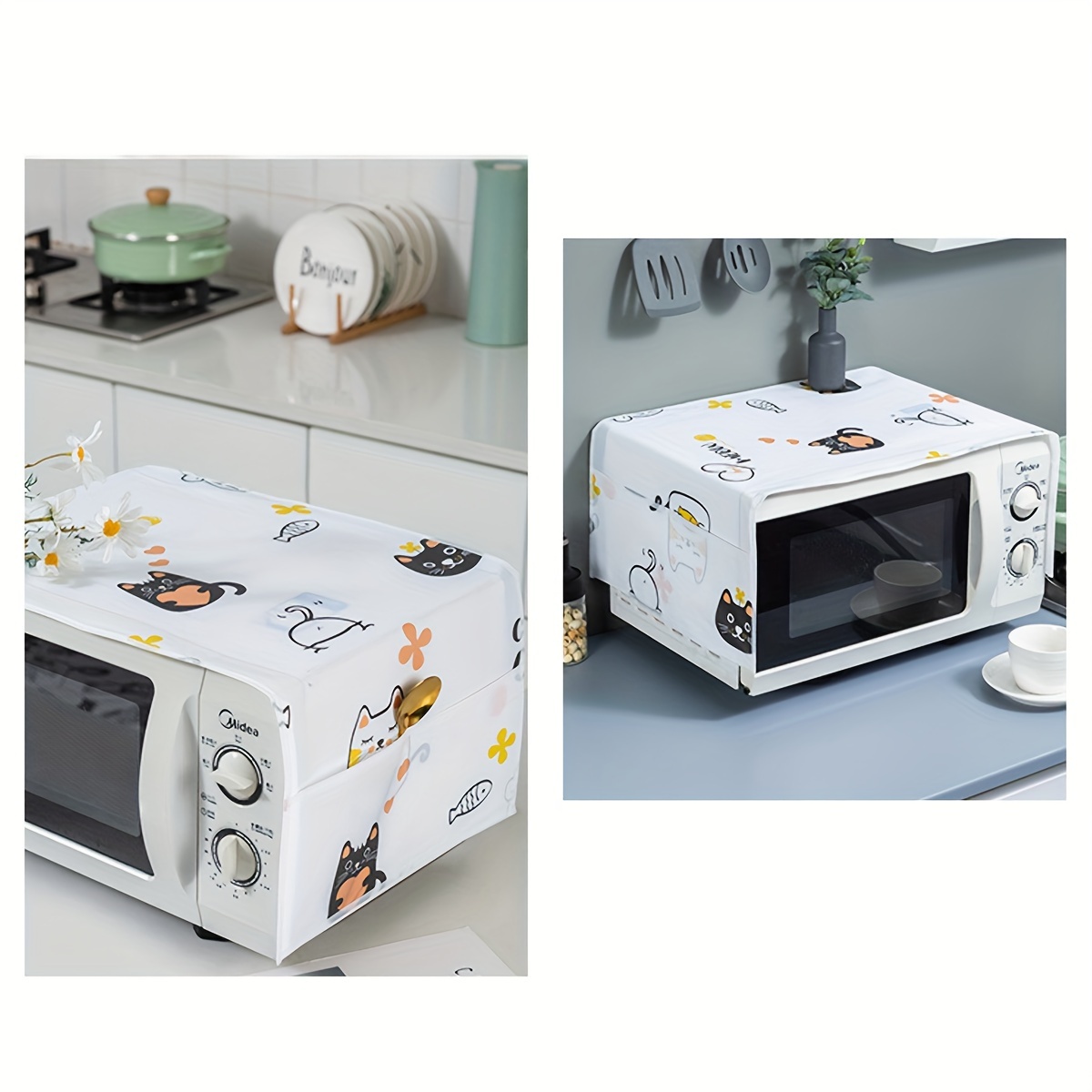Microwave Oven Cover with 2 Pouch Dustproof Cloth Cover Microwave