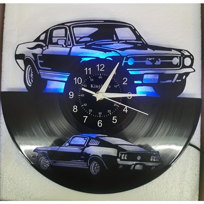 1pc Auto Vinyl Record Wanduhr Geschenke Für Männer, 7 Farben Nachtlicht  Neon Wanduhren 30,48 Cm Fernbedienung Lampe Handgefertigte Auto Uhr Für Die