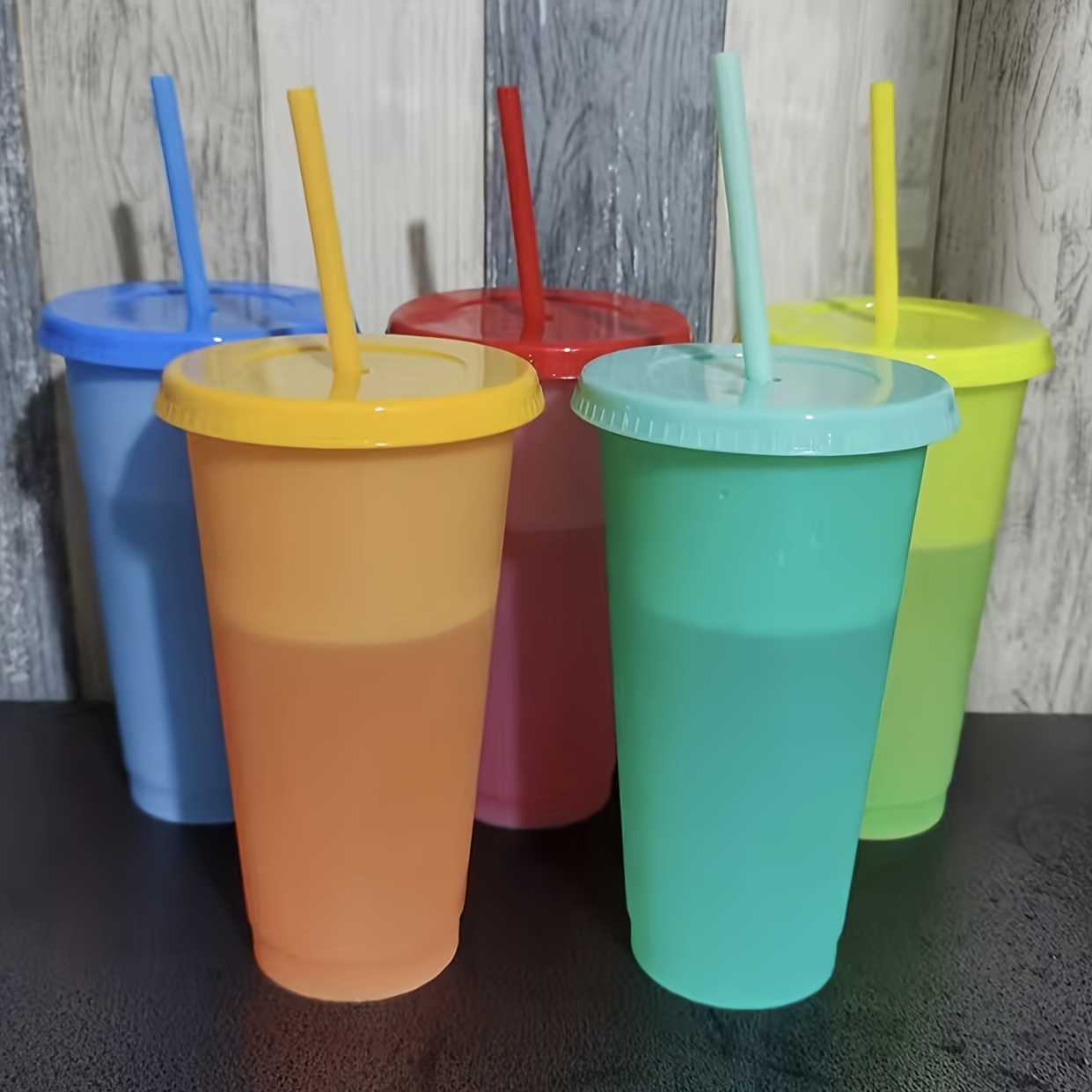 Color Changing Tumblers With Lids And Straws Plastic - Temu