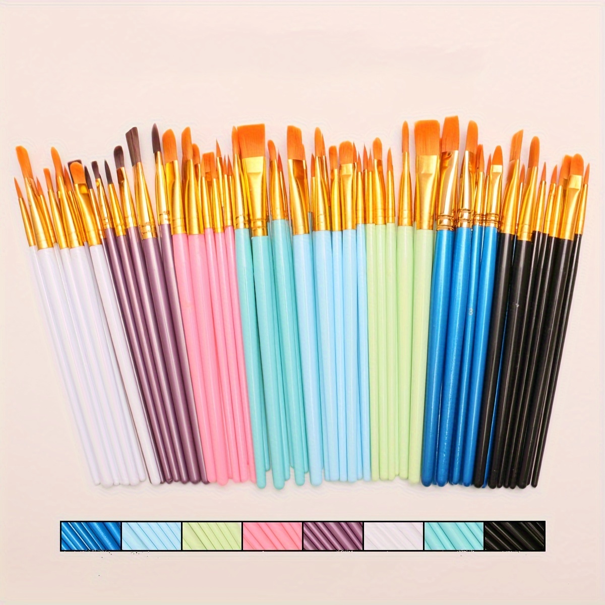 5 Pcs Watercolor Gouache Paint Brushes Flat Pointed Tip Nylon Hair Painting  Brush Transparent Plastic Handle Drawing Tools