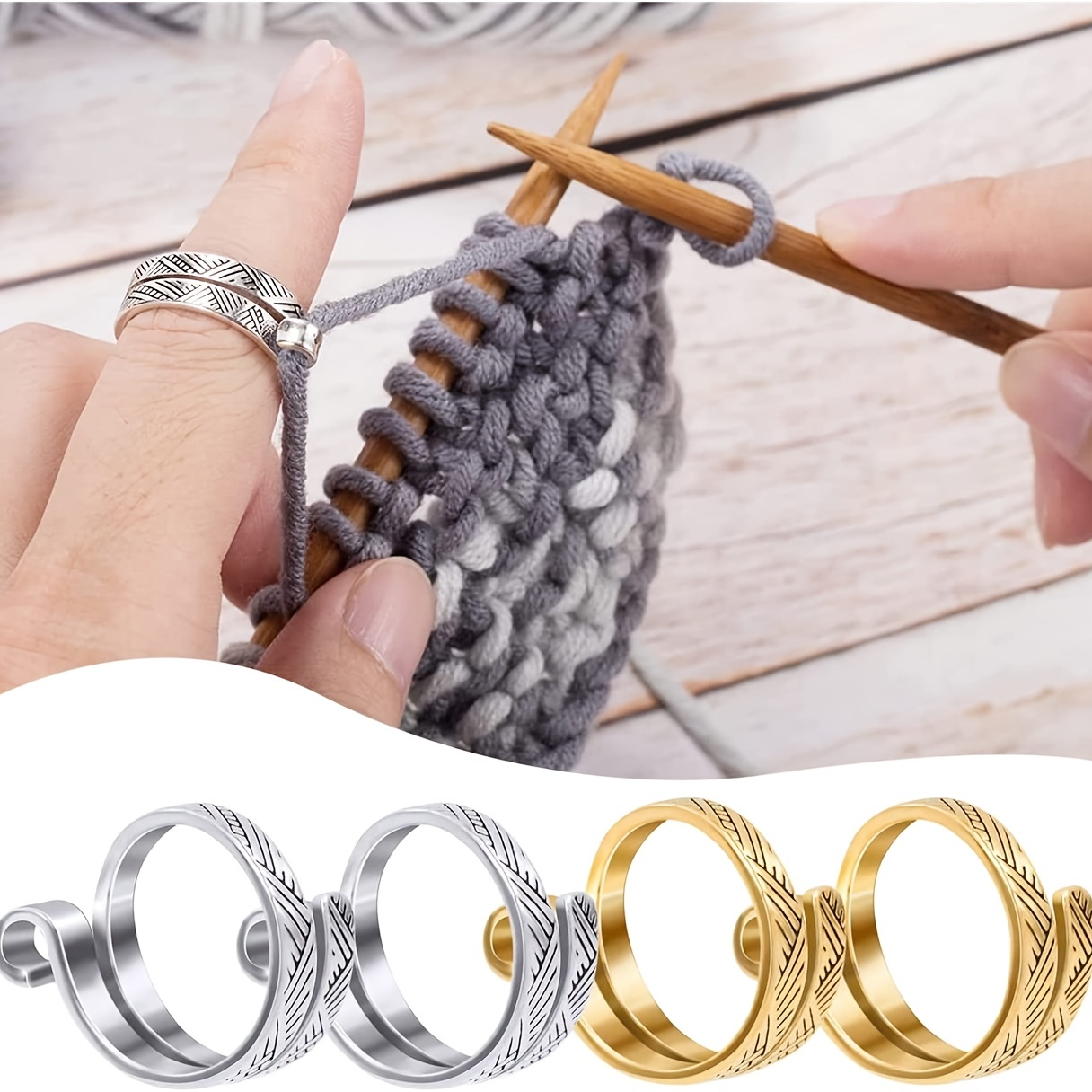 Buy Crochet Finger Ring Tension Ring Thread Guide Clip Sleeve