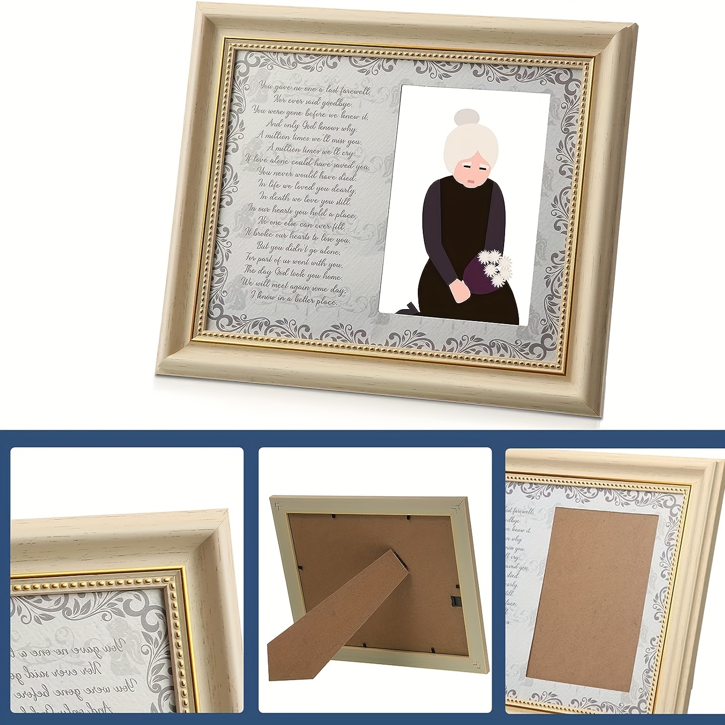 1pc Celebration Of Life Decorations Funeral Favors Decor Including Photo  Frame With Inspirational Poem Card, 2 Pieces Flameless Candles, Blue Paper  Ba