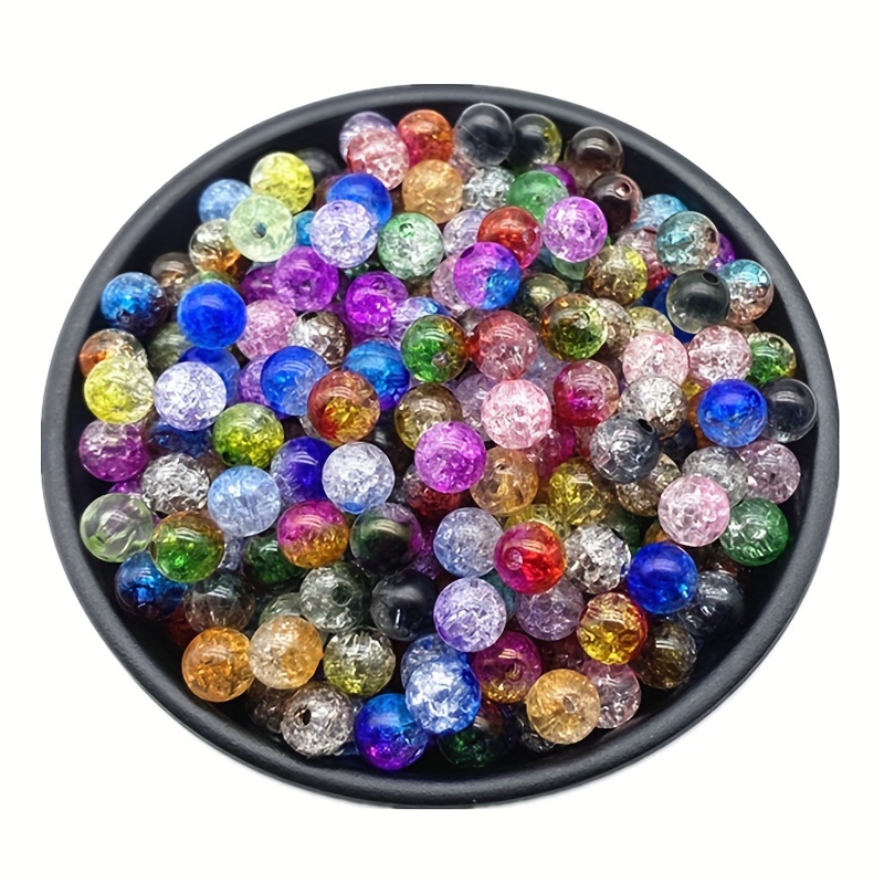 Double Colors Cracked Beads Acrylic Round Beads Loose Spacer - Temu