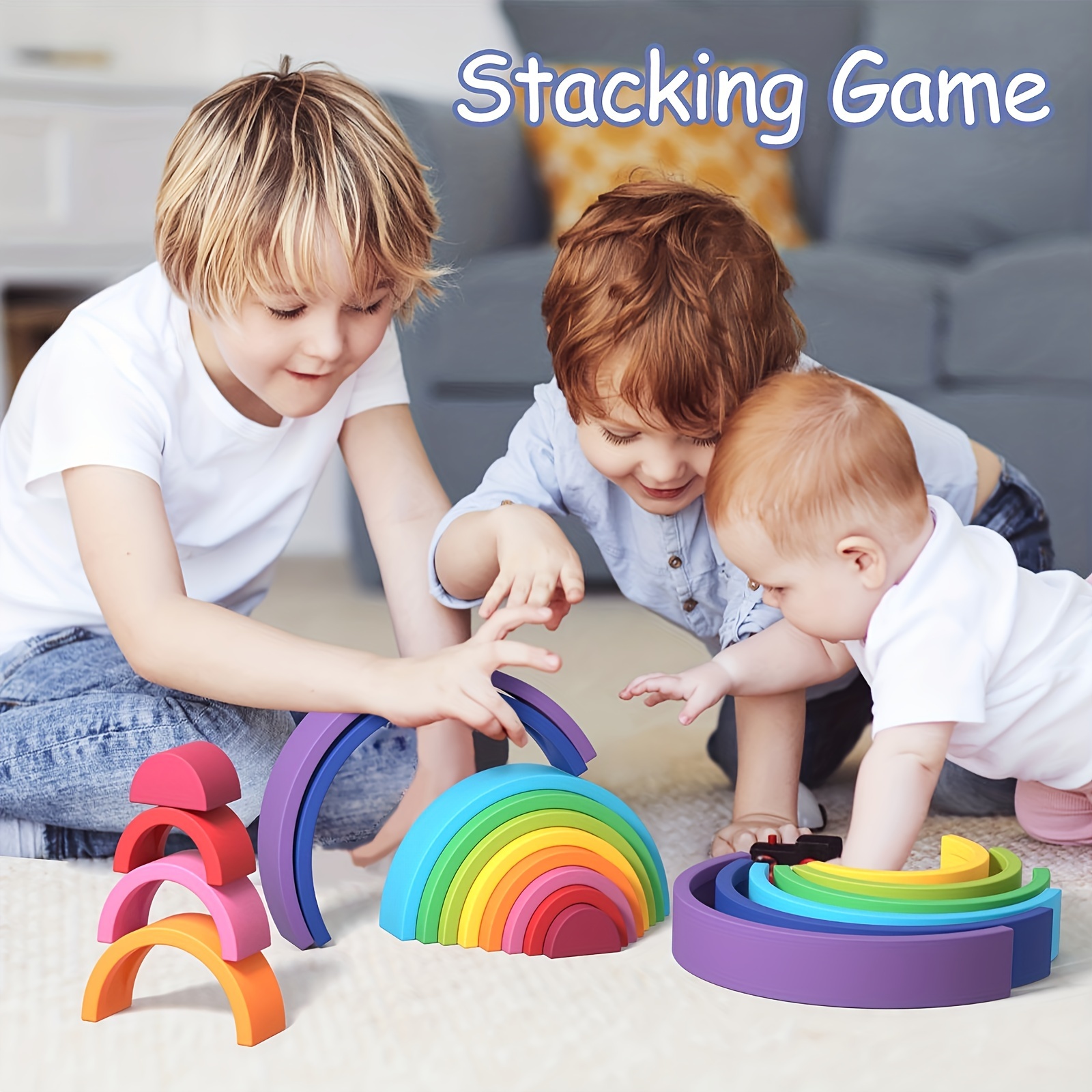 tyry hu silicone rainbow stacking toy bpa free educational nesting puzzle for   learning perfect christmas thanksgiving gift   tiers details 2