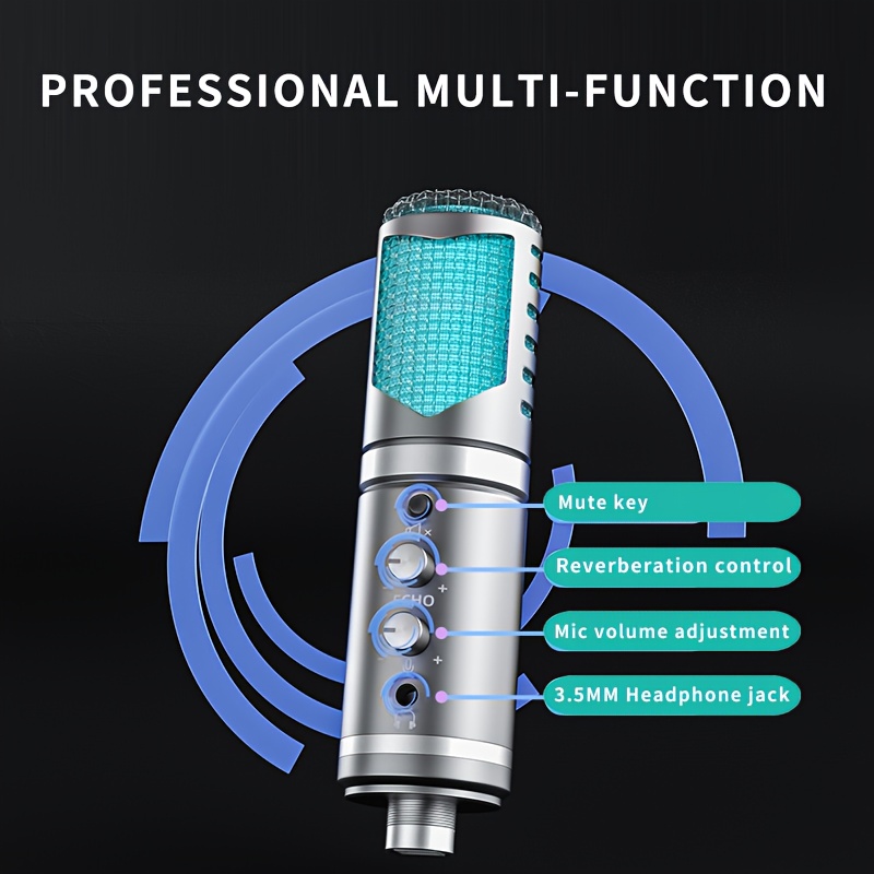 USB Podcast & Streaming Condenser Microphone with Headphone Output and  Volume Control