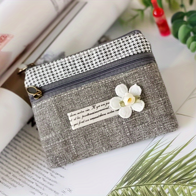Small Clutch Bag Canvas Grey and Leather Grey