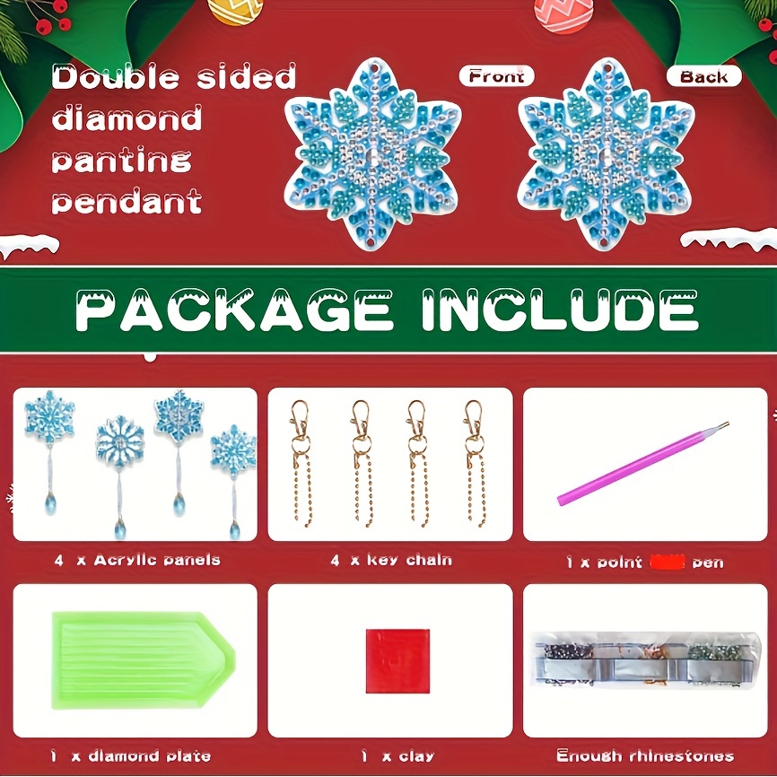 6 Pieces Snowflake Diamond Painting Kits Christmas Diamond Art Suncatcher  Snowflake Wind Chimes Double Sided 3D Winter Hanging Ornaments for Xmas  Tree