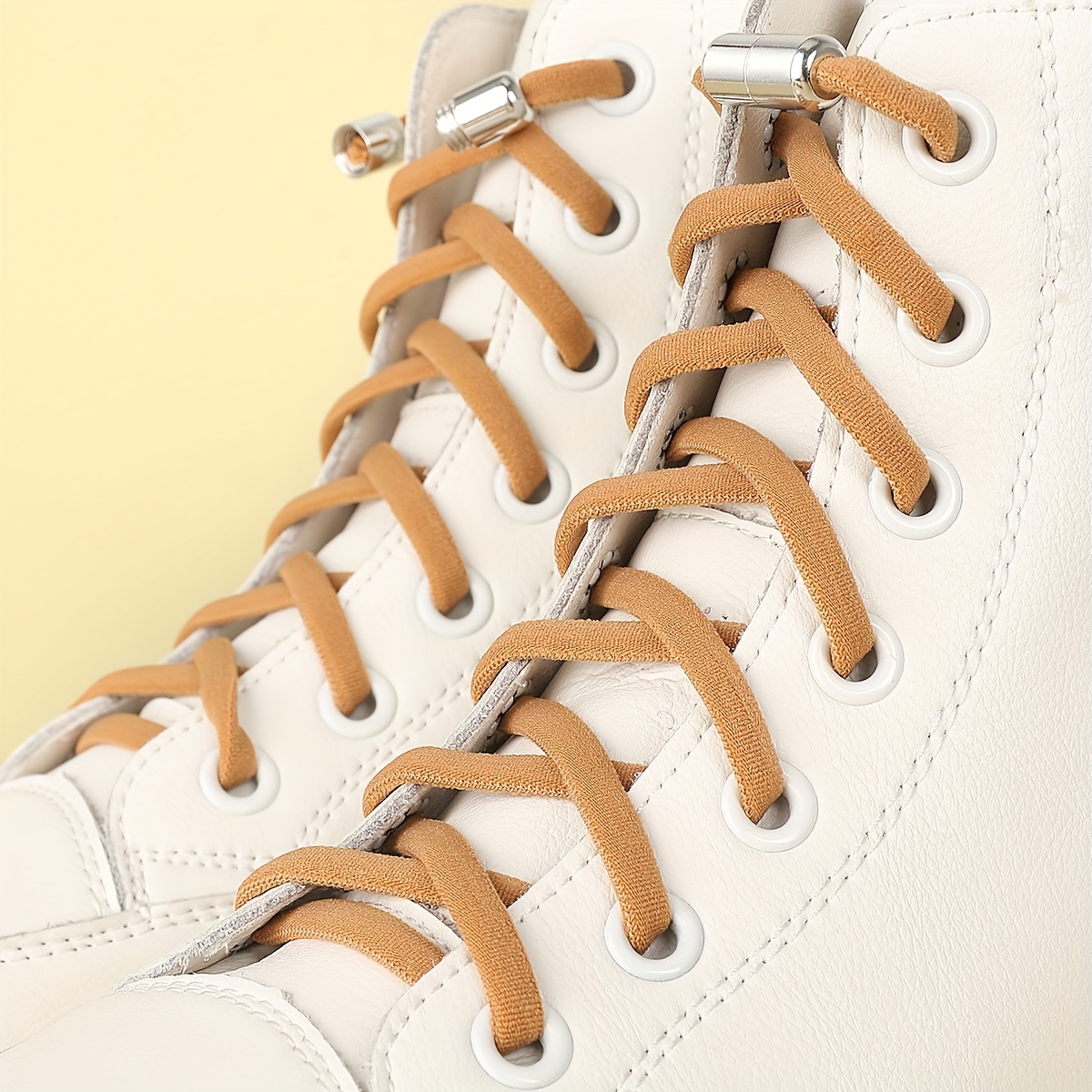 Light brown elastic shoelaces that will save you time!