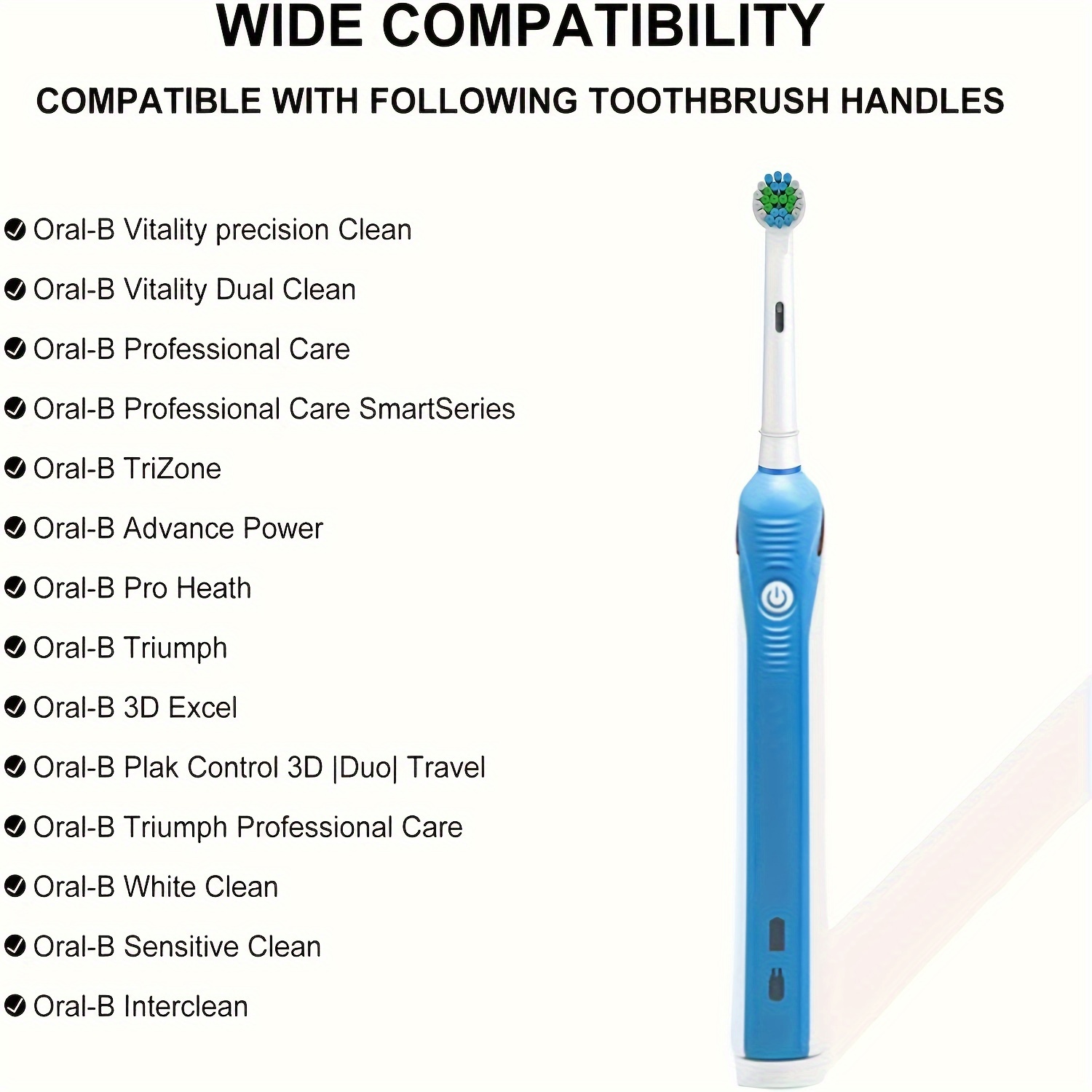 Cabezales de cepillo compatibles con cepillo de dientes eléctrico Oral-B  Braun, cabezales de repuesto para Vitality, Genius, Pro 1000