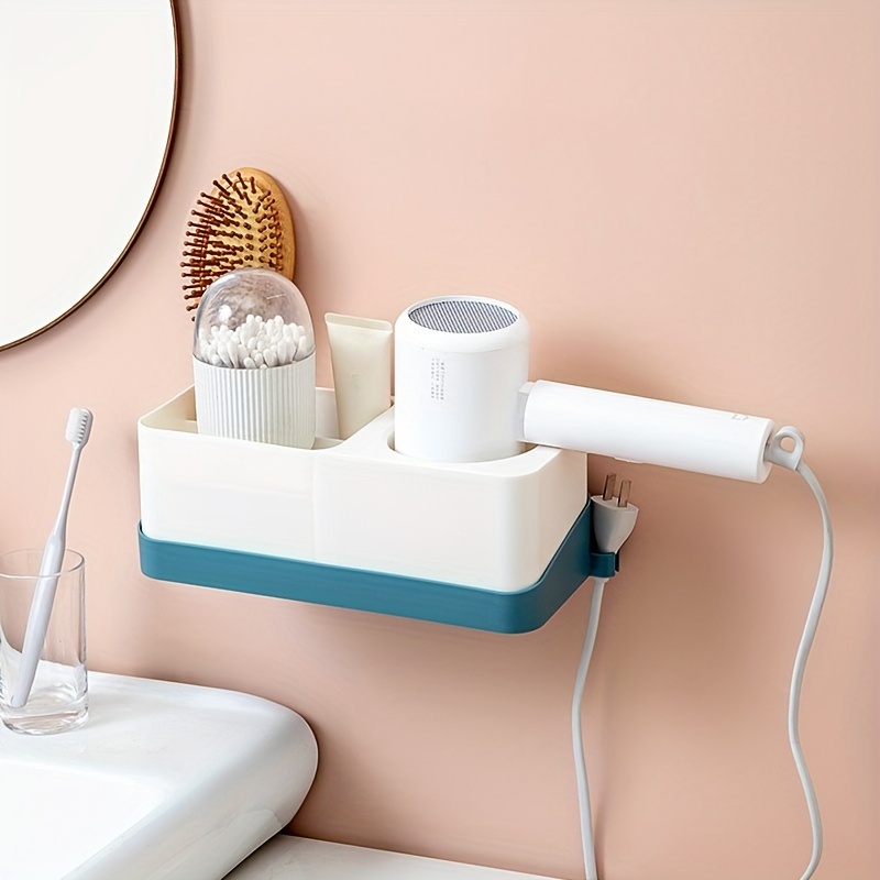 Hair Dryer Stand Holder Wall Mounted Abs Punch Free Blow - Temu