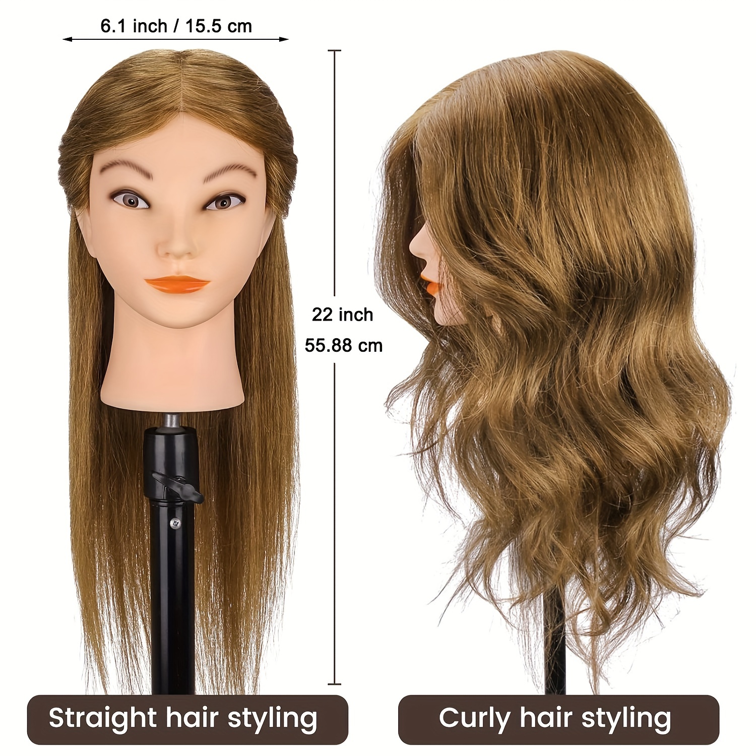Afro Curly Mannequin Head With Human Hair Manikin Curly Hair - Temu