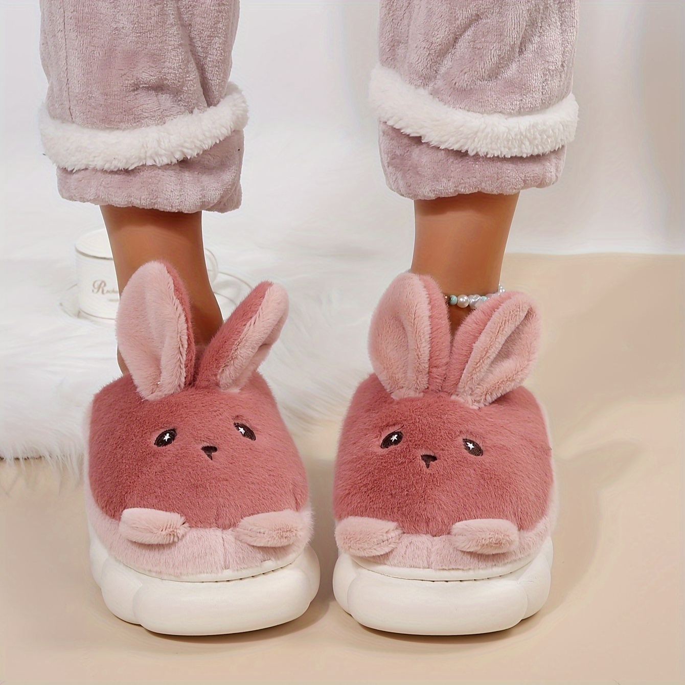 Kawaii Pink Bunny Ears Slippers