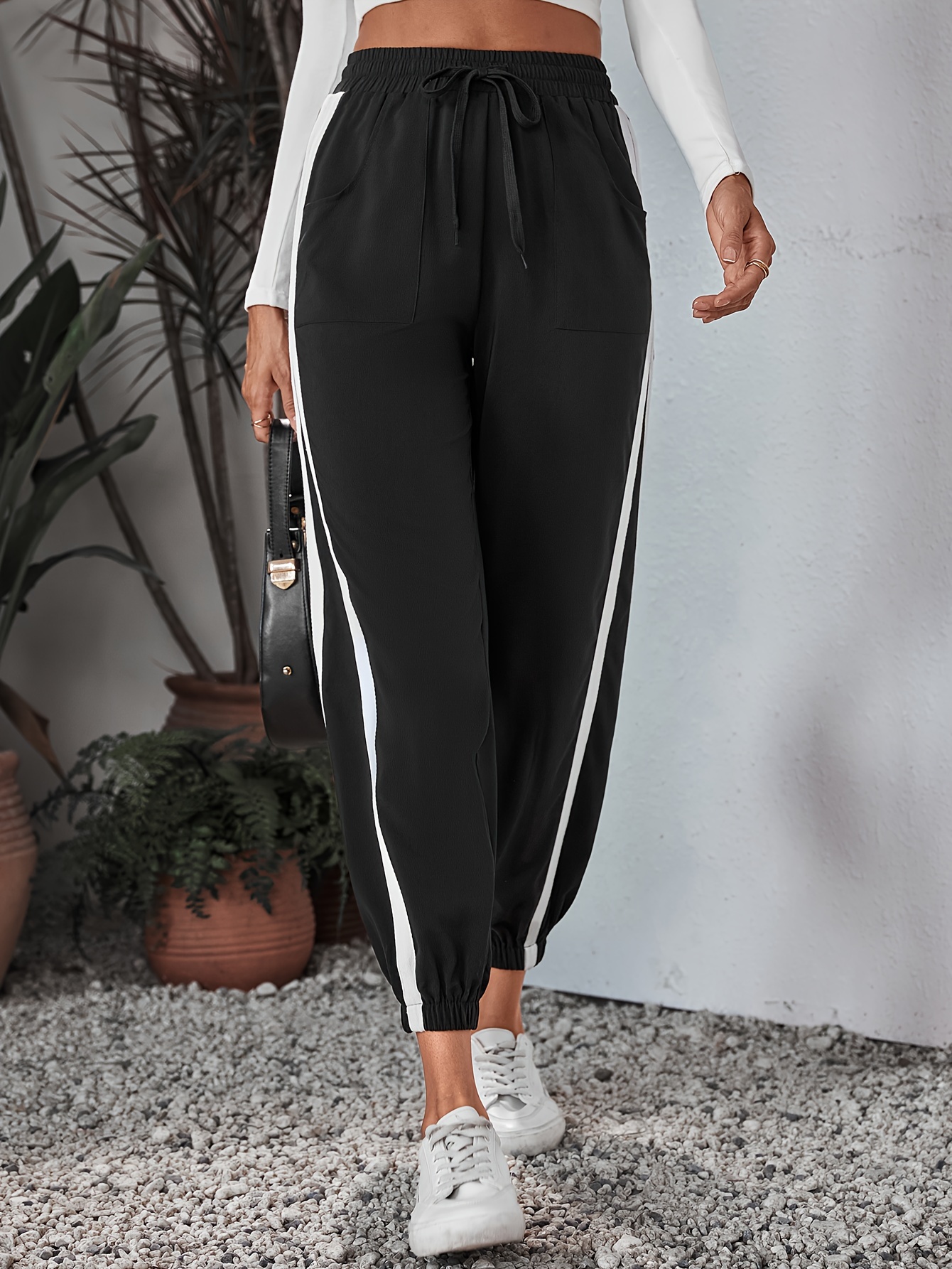 JOGGER-WAIST TROUSERS - Stripes