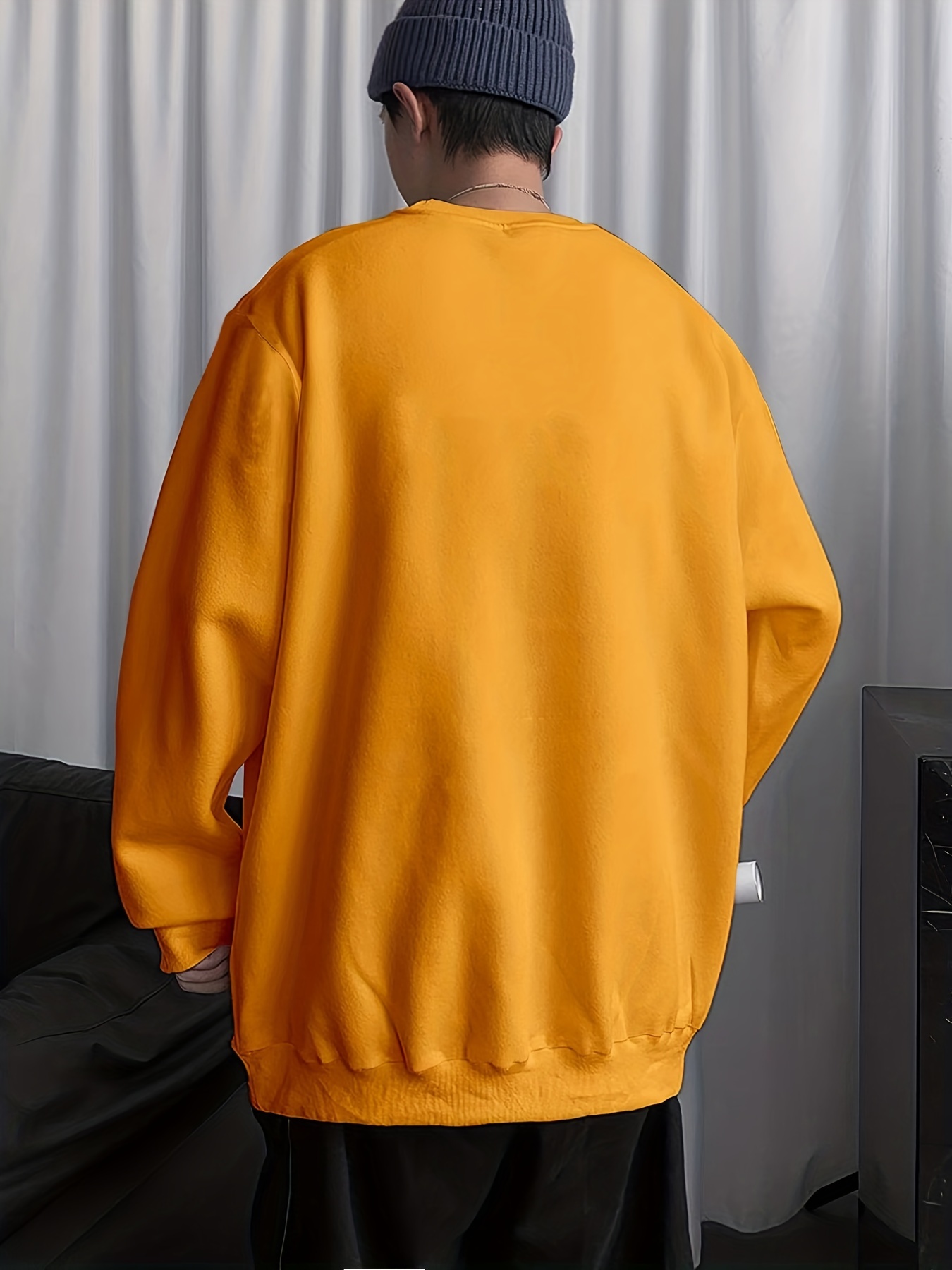 Yellow crew neck sweatshirt mens hot sale