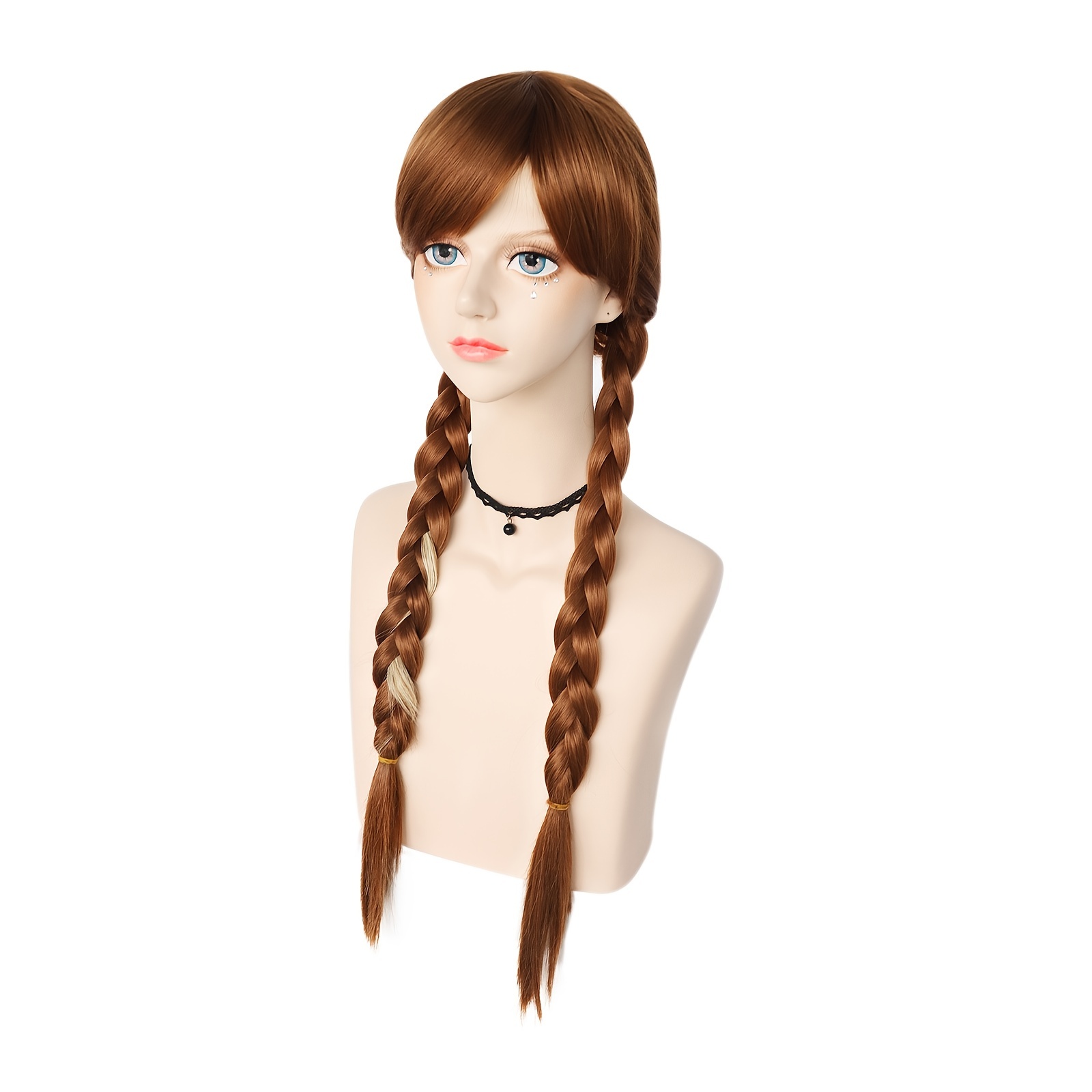 2 Braids Brown Wig Women Girls Princess Cosplay Wig Long - Temu