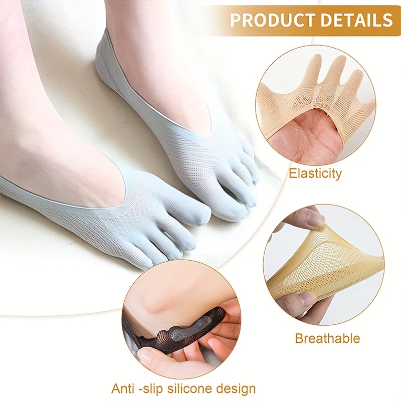 Unique Bargains Half Finger Five Toe Socks 4 Pairs Purple - ShopStyle