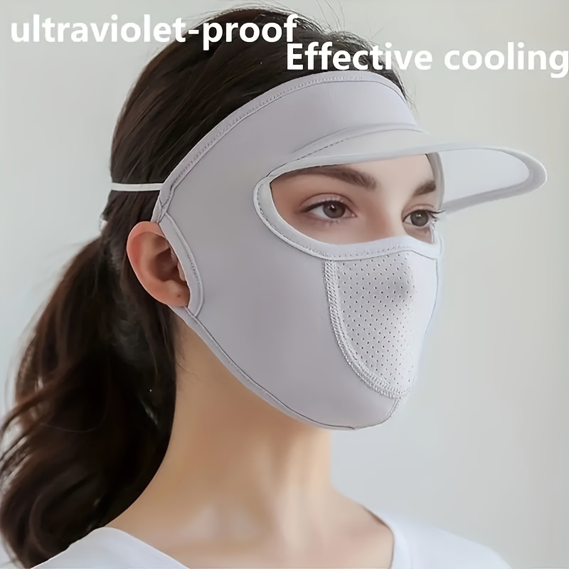 Stay Protected In Style: Sunscreen Mask Brim Ice Silk Fabric - Temu France