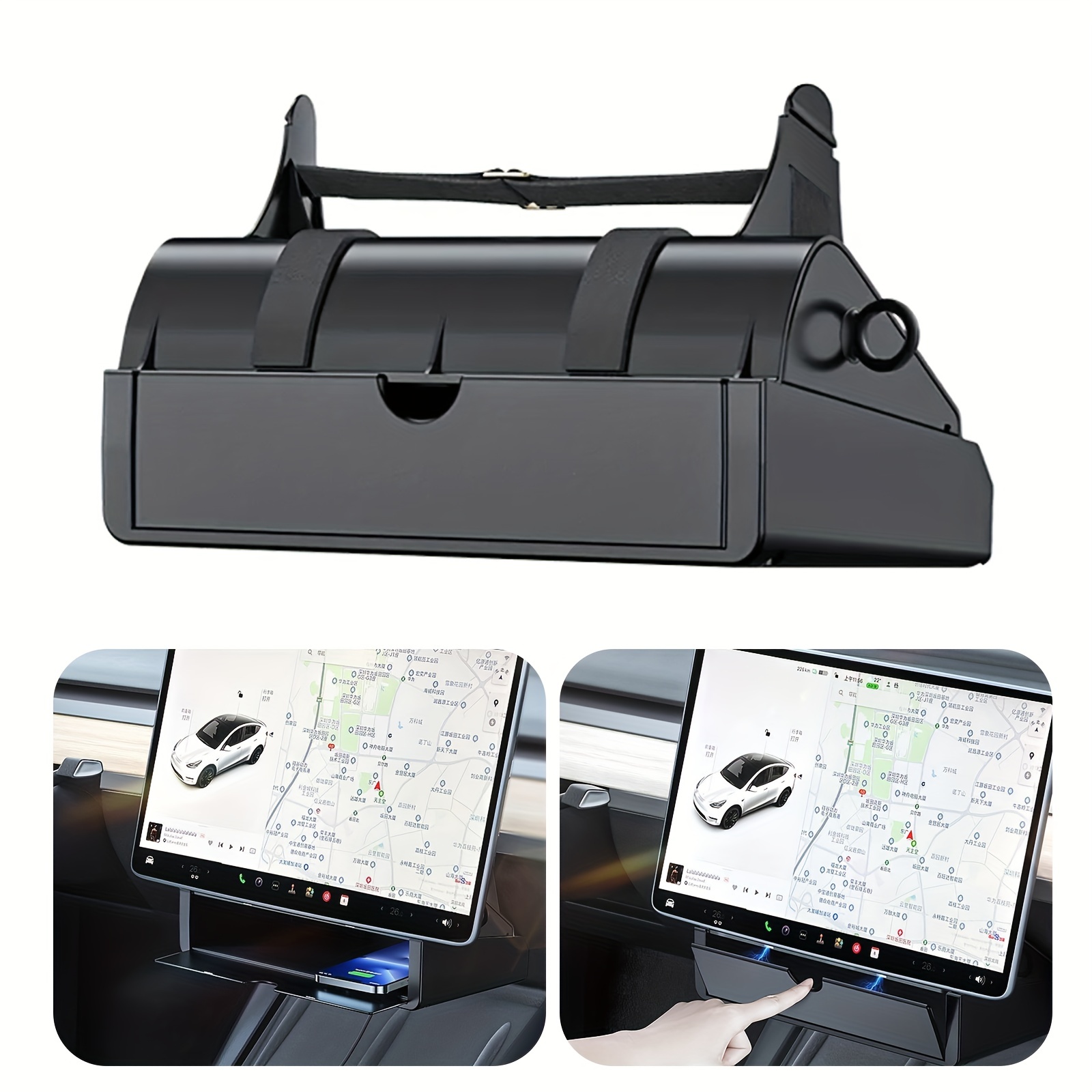 Center Console Organizer Storage Box For Model 3,Model Y Accessories Under  & Behind Screen Box Tray Tissue Phone Key Holder With Privacy Storage