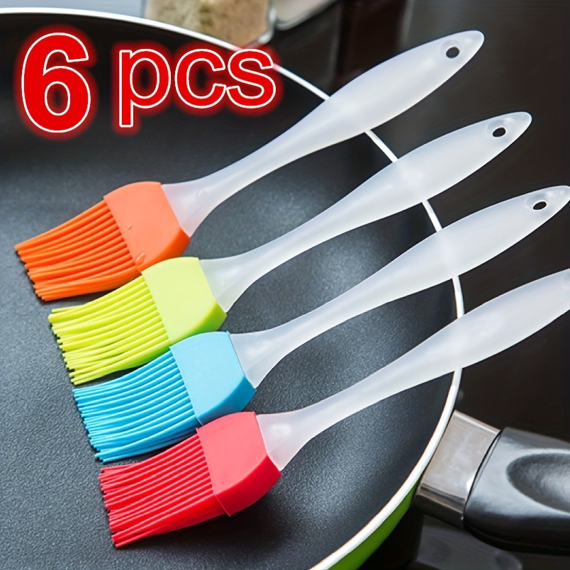6PCS Silicone Oil Brush Household Baking Brush Outdoor BBQ Brush Kitchen Accessories Tools DIY Baking Tool Cream Brush Silicone Brush Varsity Brush Cooking Utensil Kitchen Gadgets