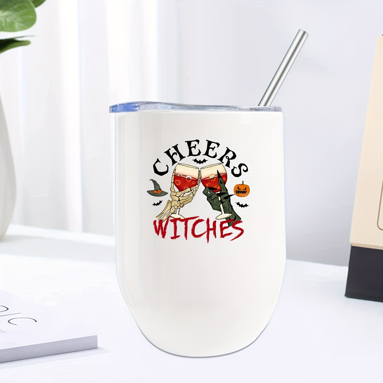 Engraved Cheers Witches Insulated Stemless Wine Tumbler