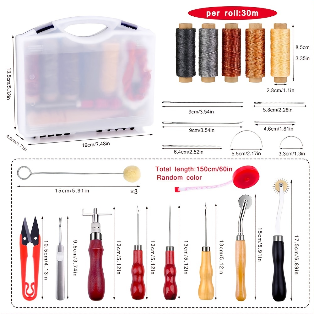 50pcs Leather Working Tools & Supplies W/ Leather Tool Box Perfect for  Stitching Punching Cutting and Sewing/ Leather Craft Making 