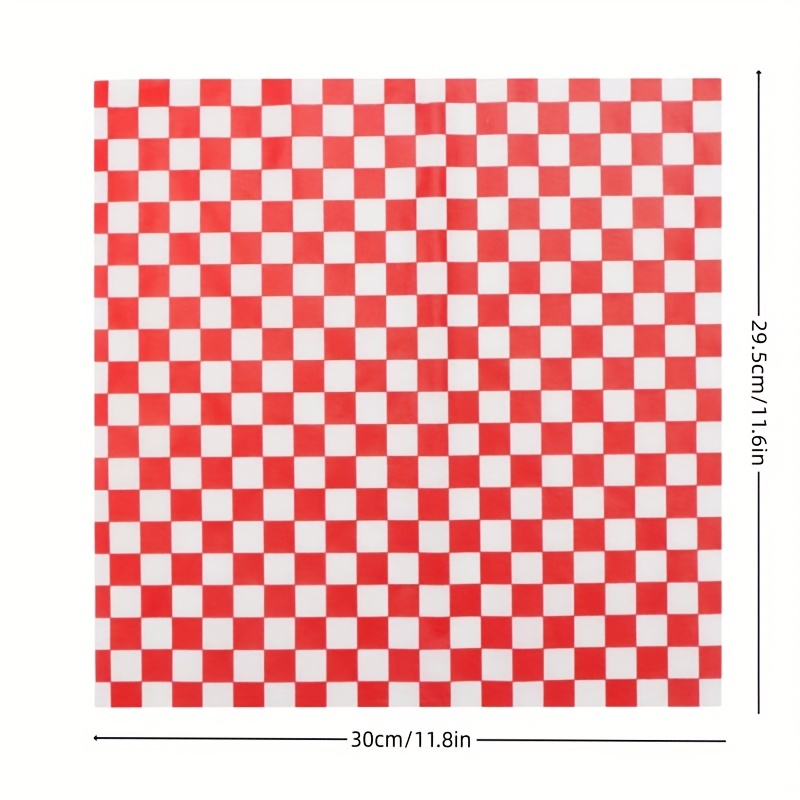 500 Deli Paper Sheets 12 x 12 Inch Red and White Checkered Food