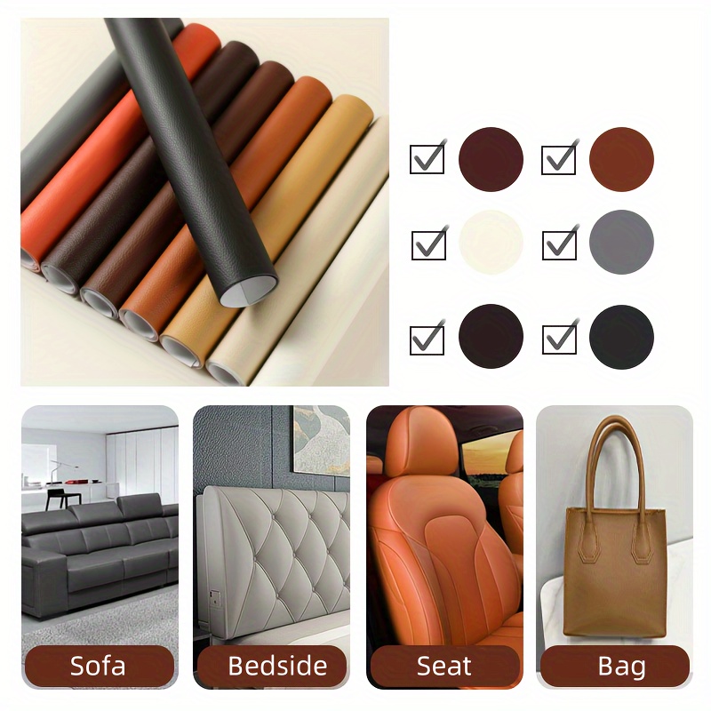 Patch de réparation en cuir PU auto-adhésif, autocollant noir pour canapé,  meubles, table, chaise, vêtements, sièges de voiture, sacs à chaussures
