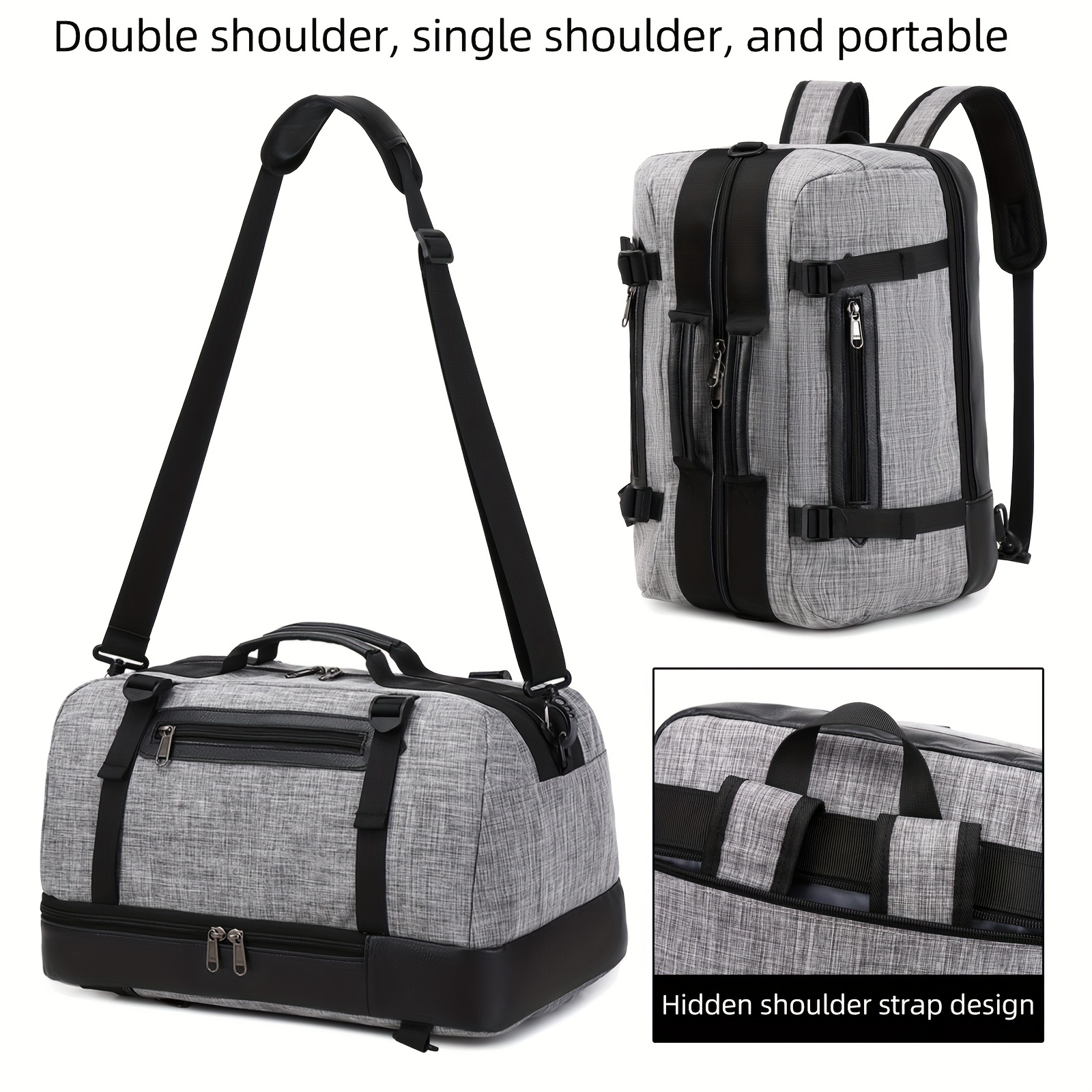 Large Capacity Weekender Tote Bag Dacron Lightweight Luggage - Temu