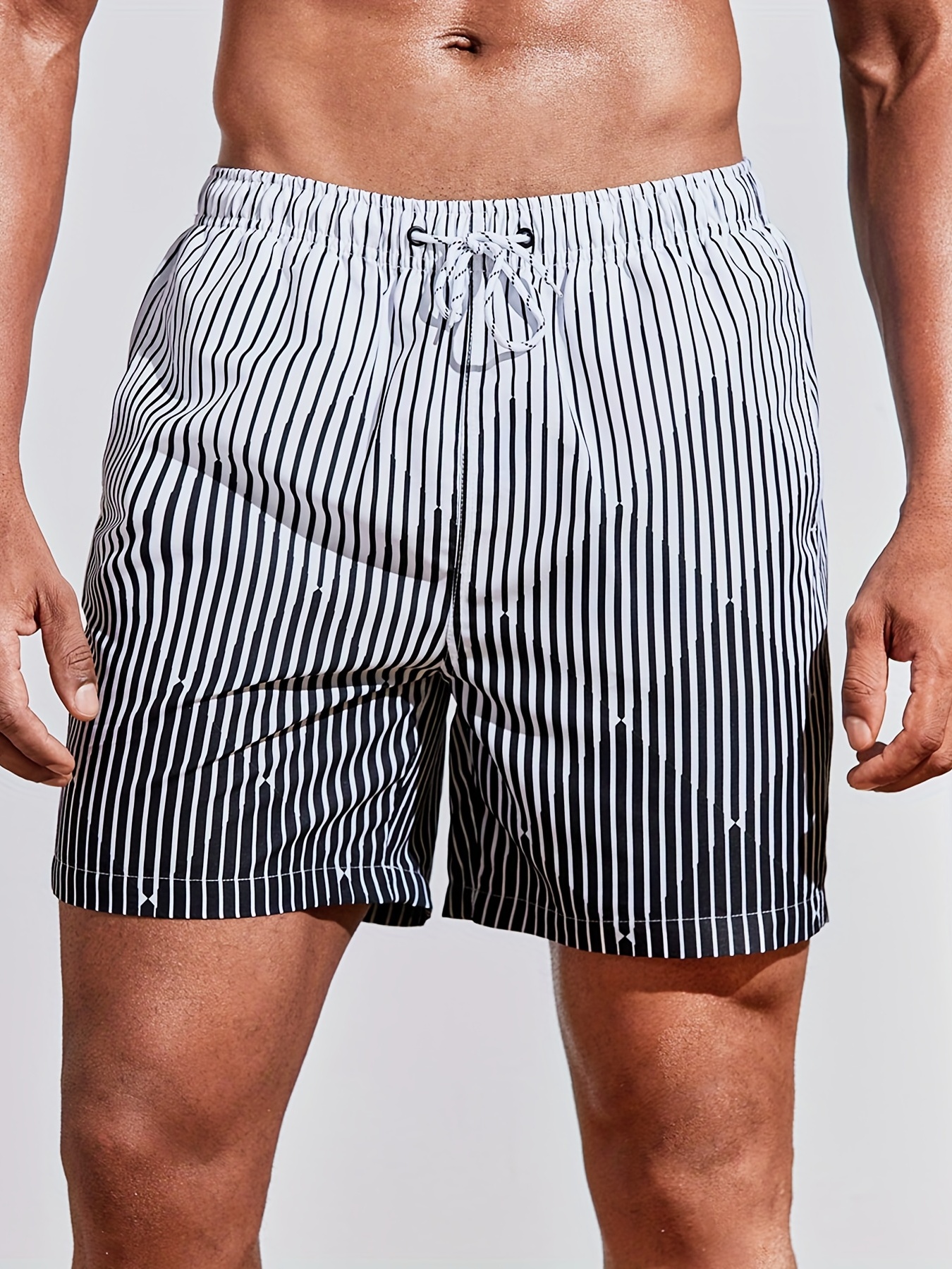 Color Block Striped Drawstring Shorts Without Bikini Top - Temu
