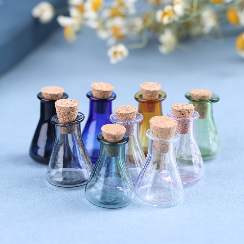 5pcs Mini Glass Glass Bottles Cork, Vials, Pendant, Wishing Potion Bottle  UK