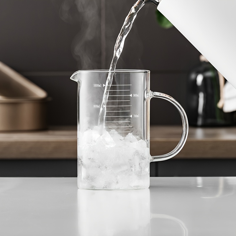 Taza medidora de vidrio de 16.9 fl oz, vaso graduado de vidrio de  borosilicato resistente al calor con asa para leche, vino, líquido caliente  o frío
