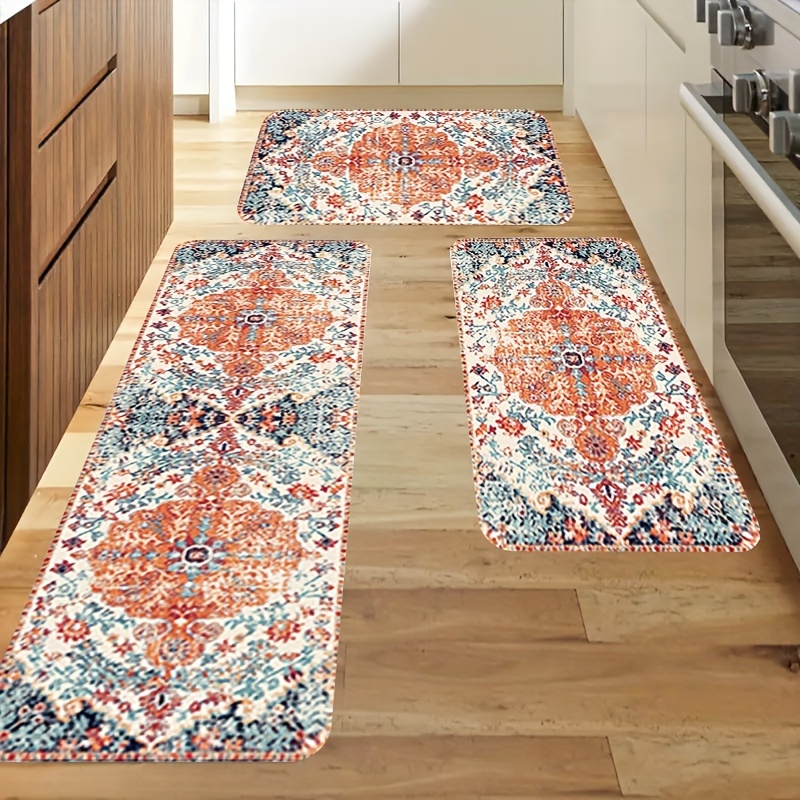 1pc Small Patchwork Pattern Kitchen Mat, Modern Style Rectangular Polyester  Fiber Mat Suitable For Kitchen Home Use