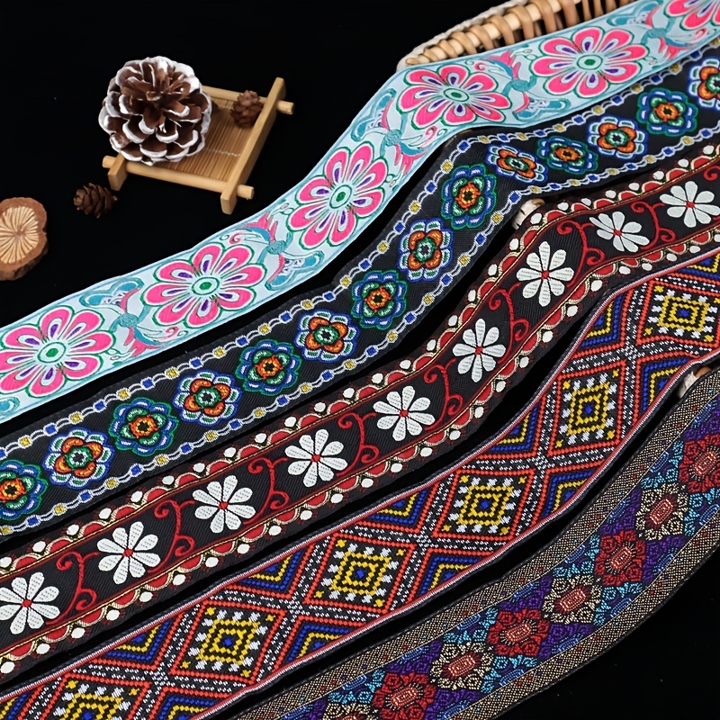 Jacquard Ribbon Jacquard Trim Embroidered Lace Ribbon Ethnic - Temu