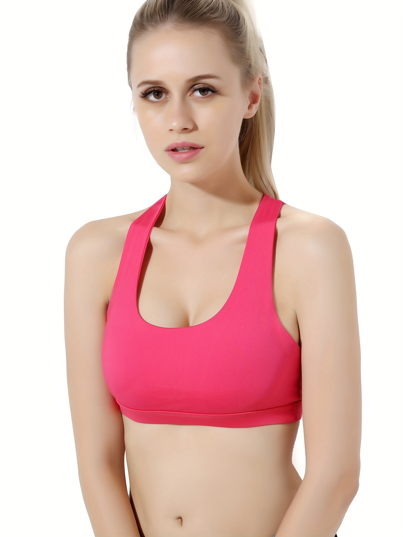 Solid Color Asymmetrical Sports Bra One Shoulder Chest Pads - Temu