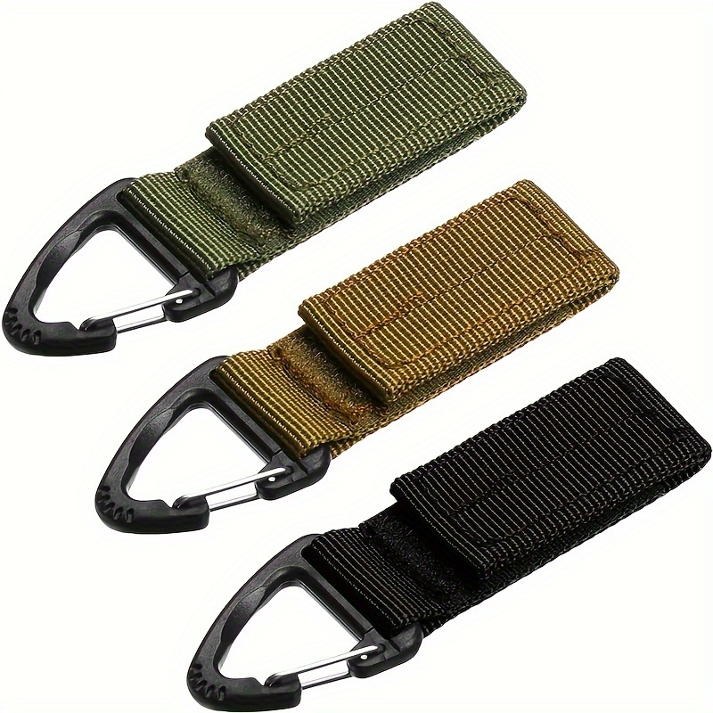 2pcs Hanging Key Hook Clip Clamp Buckle, Nylon Webbing Belt Carabiner Outdoor Strap Climbing Accessories, Outdoor Keychain,Temu