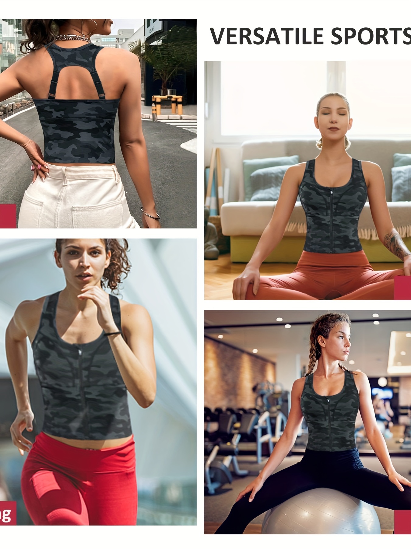 Front Zip Sports Bras For Women Longline Workout Yoga Tank Tops