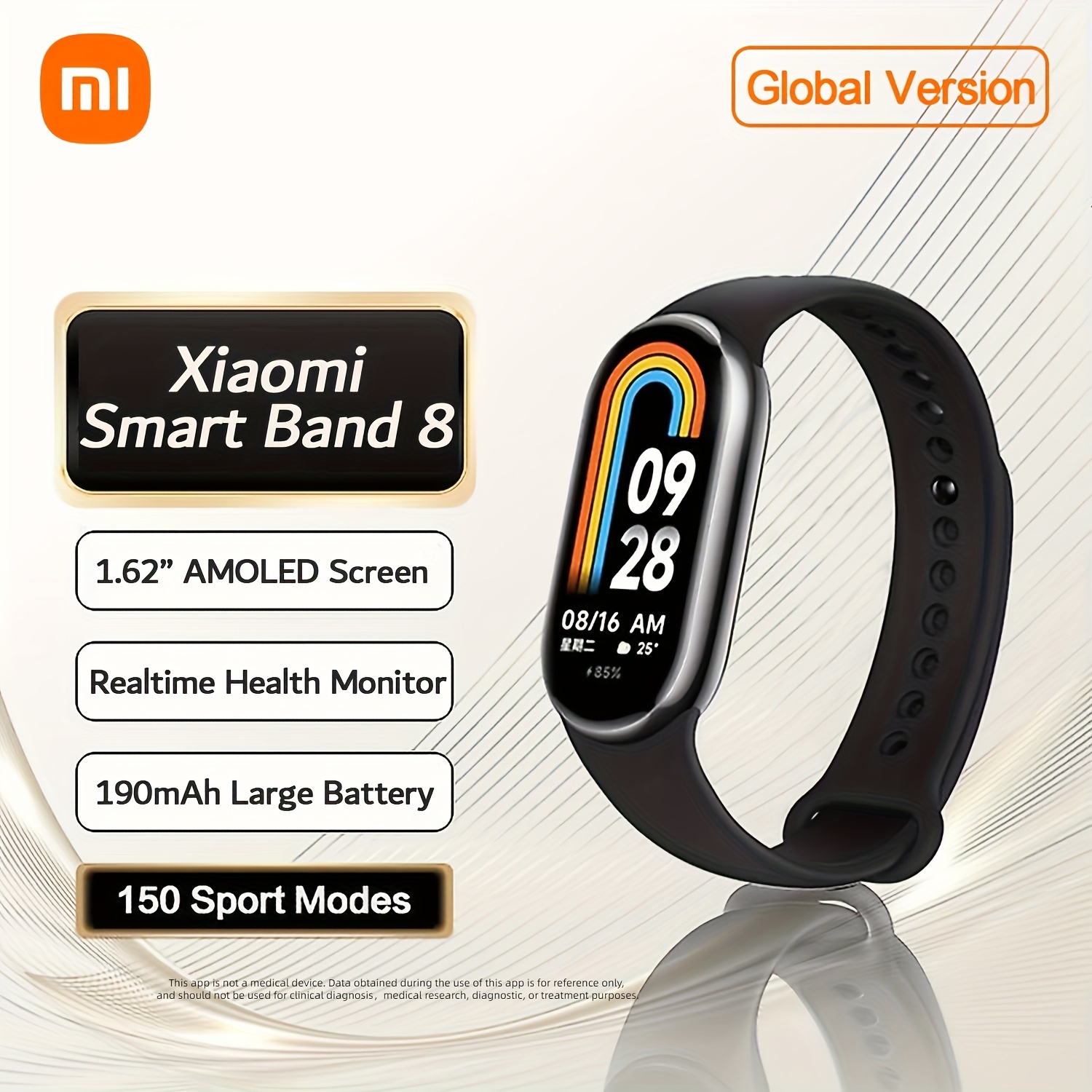 Xiaomi Mi Band 8 Global Version, Blood Oxygen Amoled Screen Fitness  Bracelet 60hz Fitness Traker Heart Rate Monitor - Temu Mexico