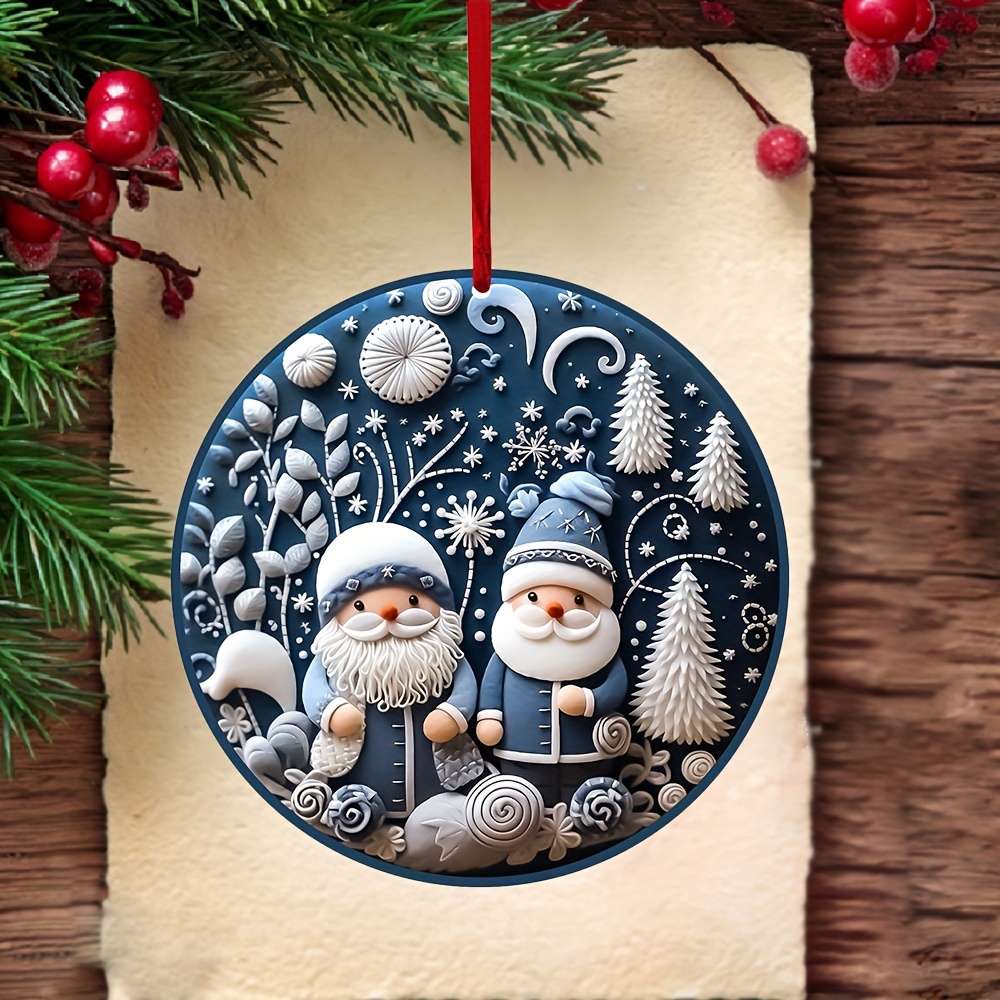 2pairs Children's Acrylic Santa Claus & Snowman Shaped Pendant